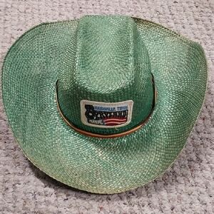 Vintage Green Nashville Tennessee Opryland Straw Cowboy Hat